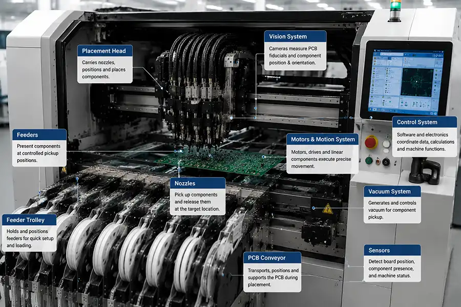 Inside an SMT Pick-and-Place Machine: Main Parts and What They Do